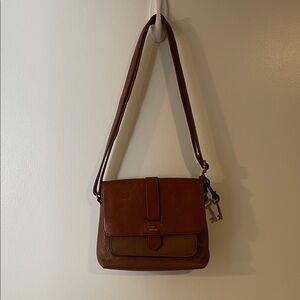 Fossil Tan Leather Shoulder Bag